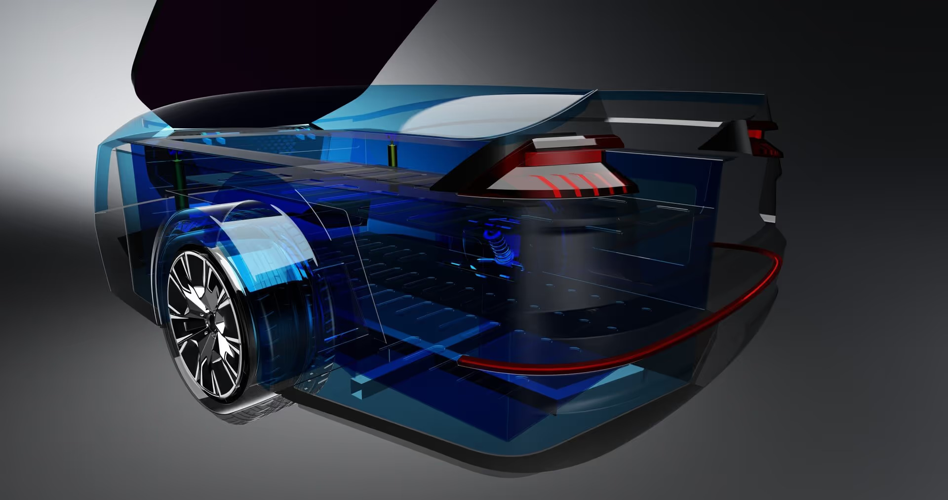 Range extender trailer cutaway — battery floor pack