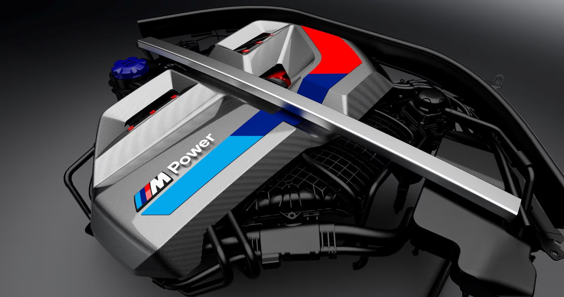BMW M Power tricolour carbon engine cover