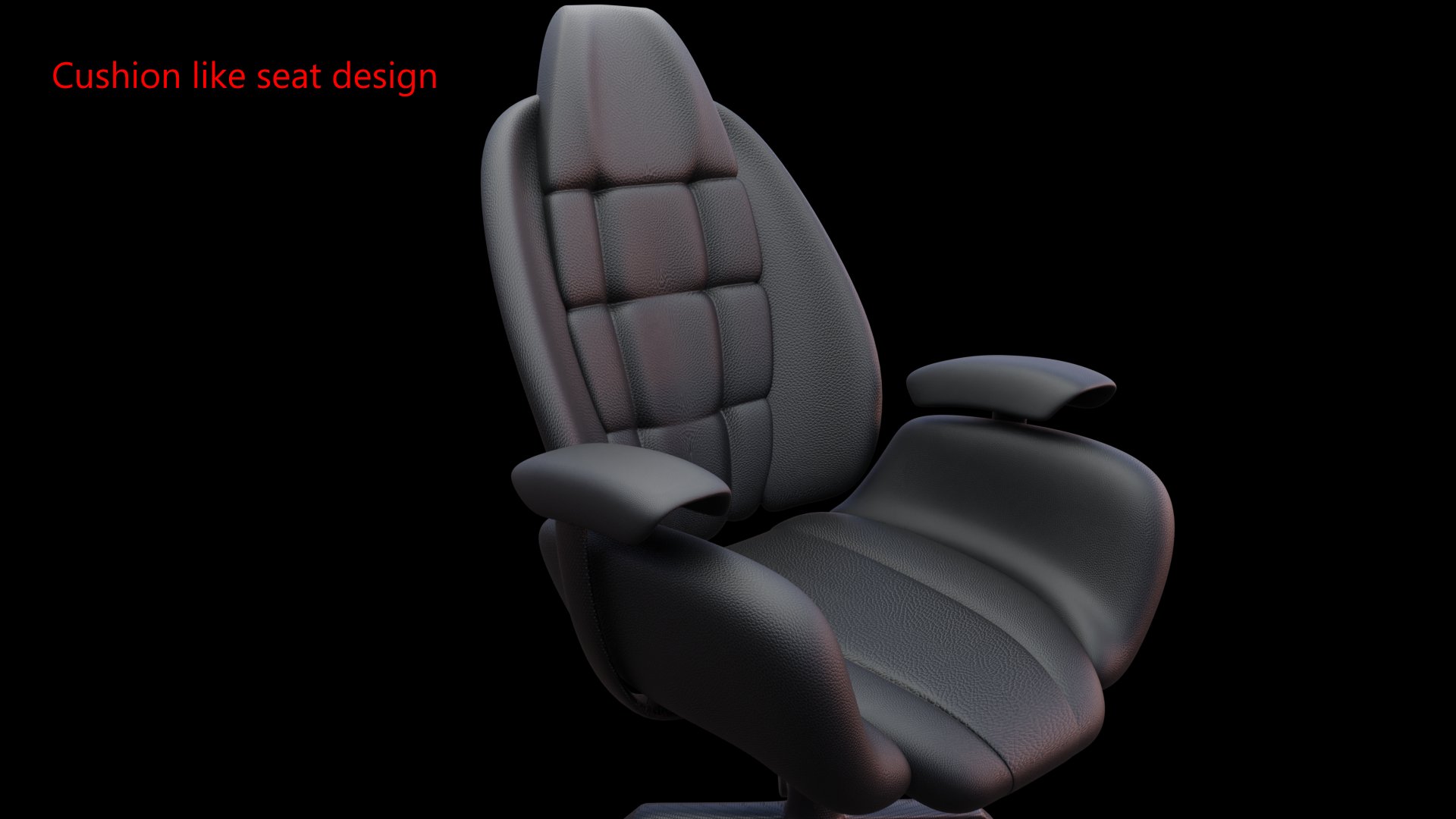 Gaming seat — cushion-form high-back leather seat with integrated armrests