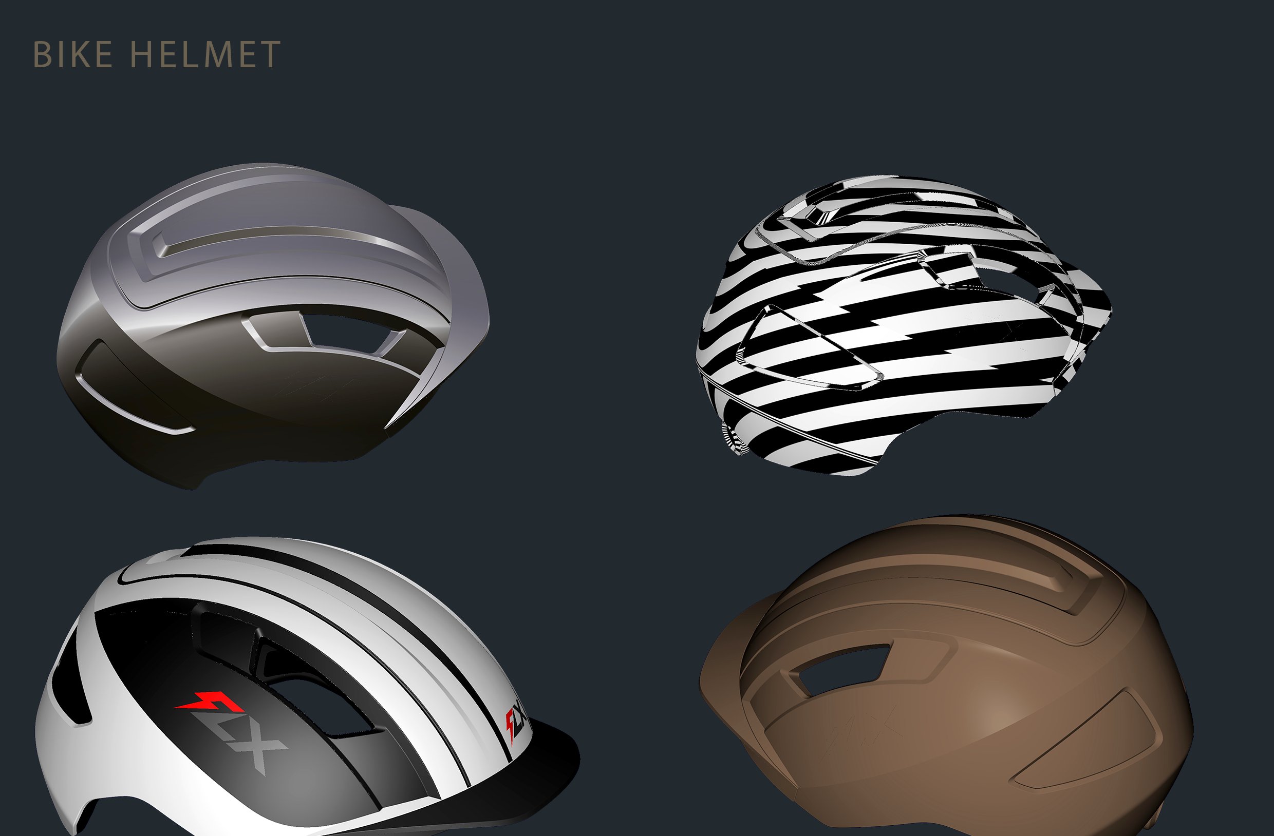 FLX Bike Helmet — four colourway variants